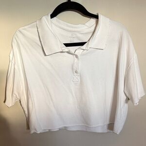 Aerie Classic White Polo Crop Top